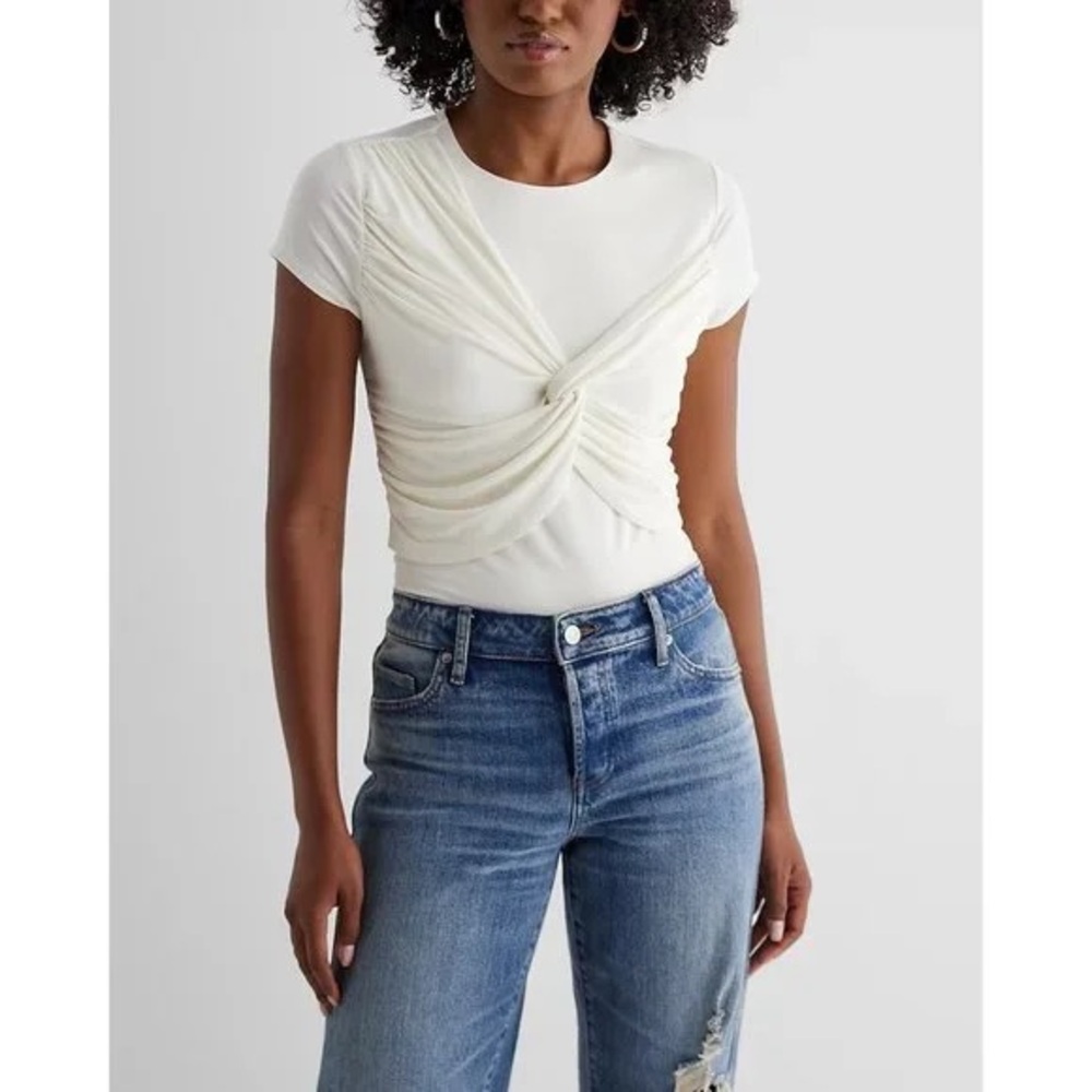 NWOT Express Body Contour White Tied Tee | XS
